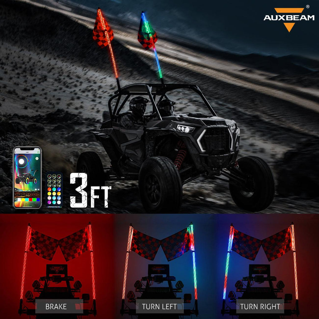 3FT/4FT LED RGB Whip Lights & Rear Pillar Flagpole Light Brackets Combo for Can-Am Maverick X3