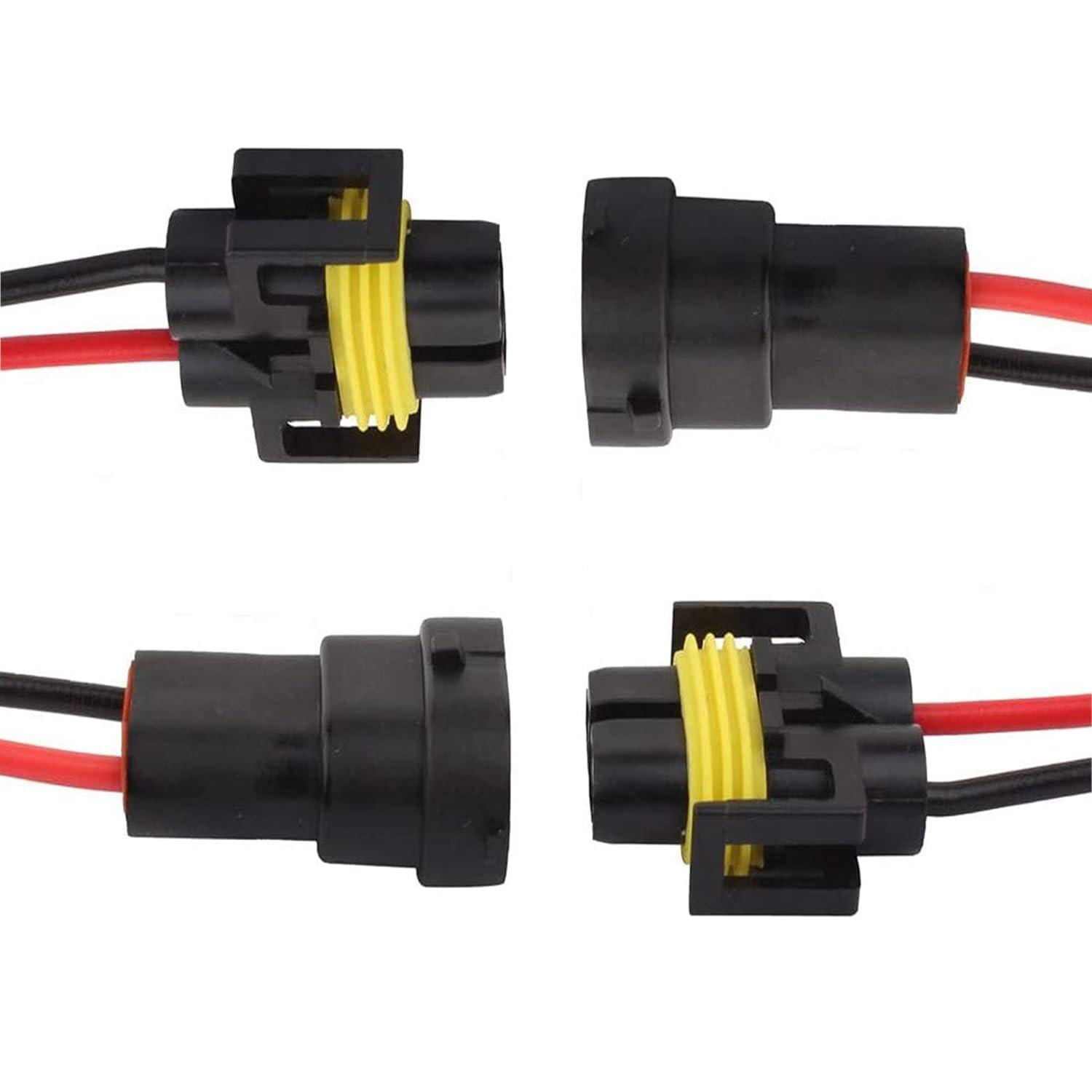 H11 LED Headlight Socket Male & Female Adapter Wiring Harness Connector for Headlight/Fog Light 4pcs/Set