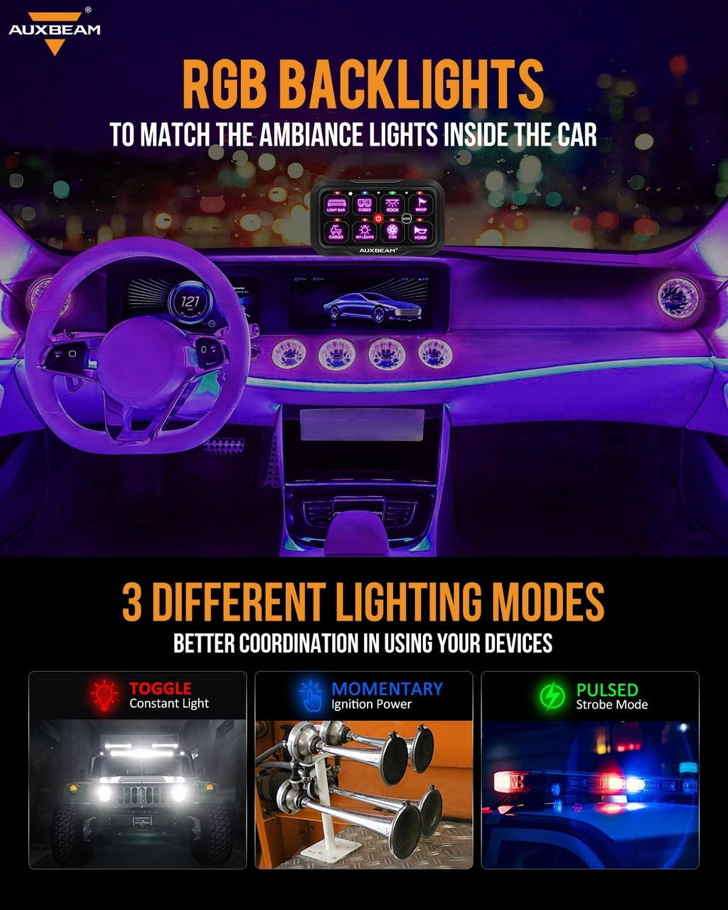 RC Series 8 Gang (RC-800) RGB Switch Panel with Remote Controller, Toggle/ Momentary/ Pulsed Mode Supported(One-Sided Outlet)