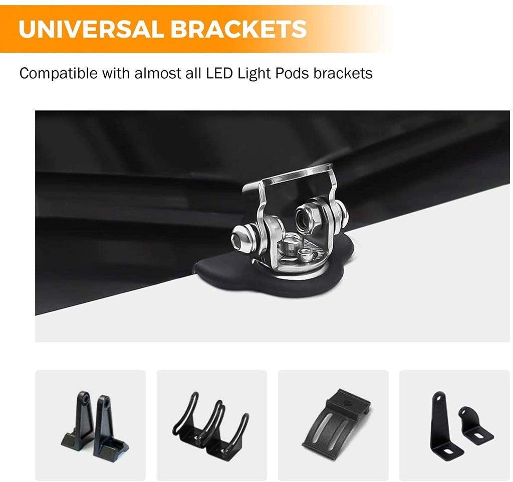 3 Inch Spot/Flood Beam LED Pods Light + Universal LED Working Lights Mounting Brackets