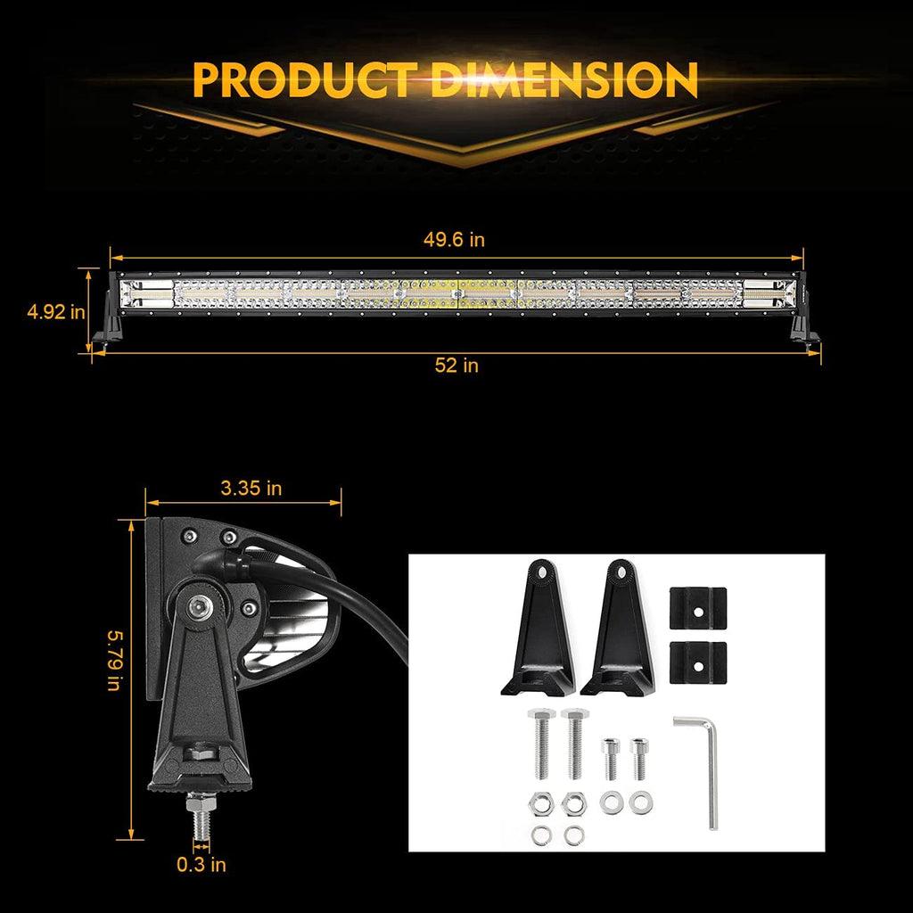 50 Inch 6 Modes Curved LED Light Bars & LED Light Bar Mounting Bracket Combo for Can-am Maverick X3