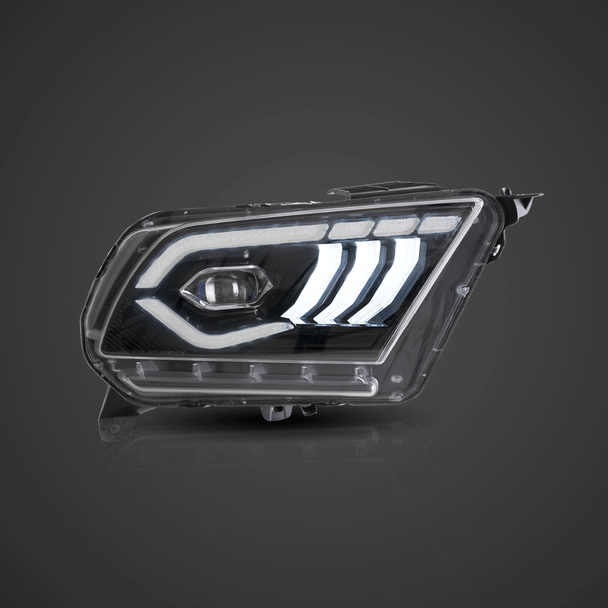 DOP APPROVED LED Headlight Assembly Dual Beam Projector Black For 2010-2014 Ford Mustang 5th Gen Facelifted