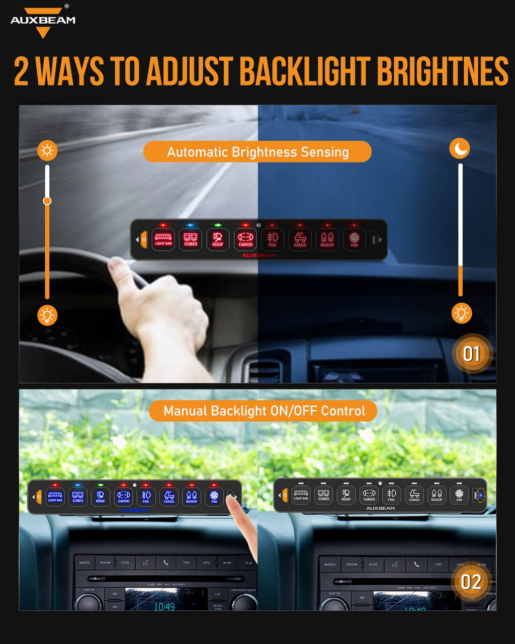 AS Series 8 Gang (AS-R80) RGB Slim Switch Panel, Toggle/ Momentary/ Pulsed Mode Supported(One-Sided Outlet)