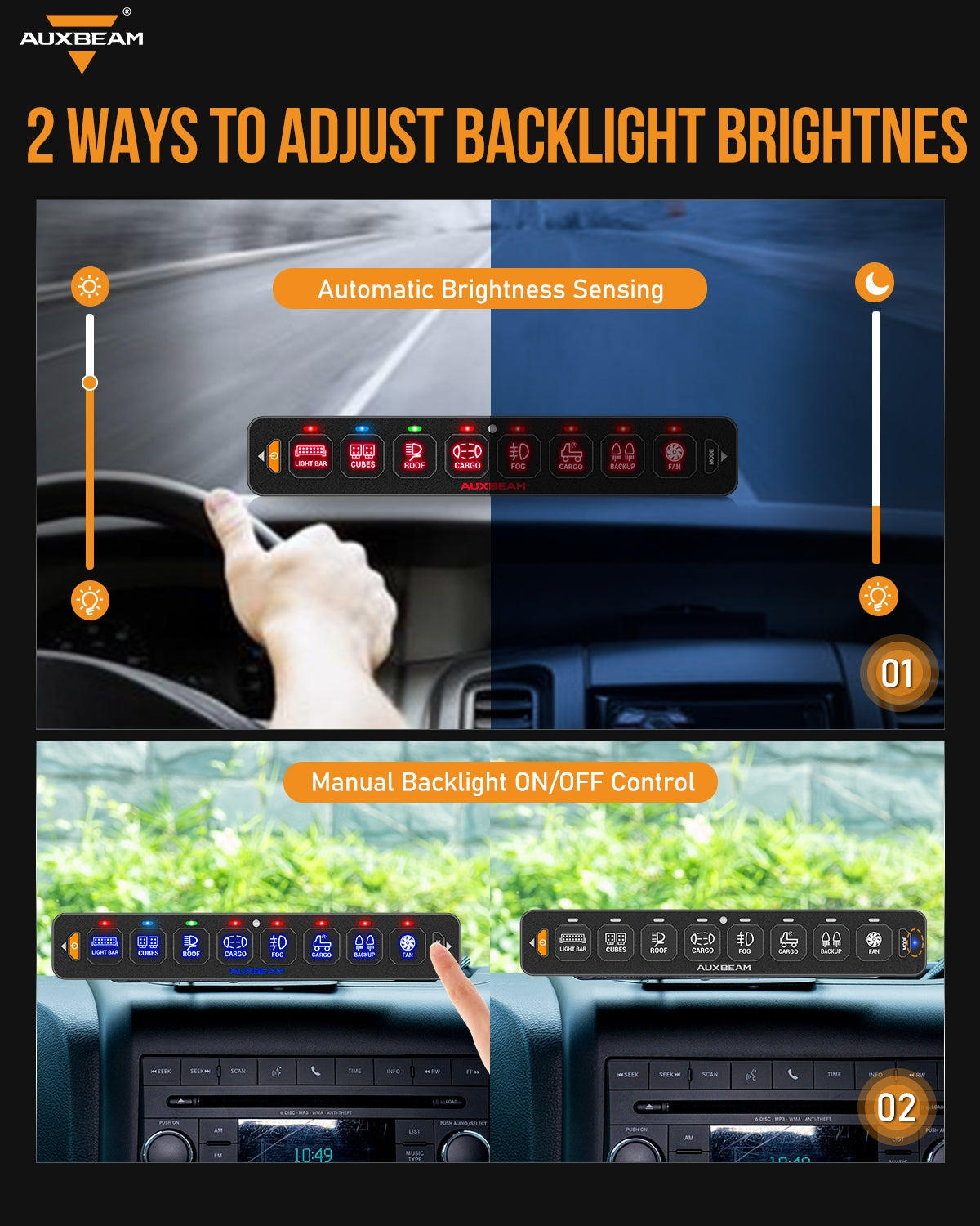 AS Series 8 Gang (AS-R80) RGB Slim Switch Panel, Toggle/ Momentary/ Pulsed Mode Supported(One-Sided Outlet)