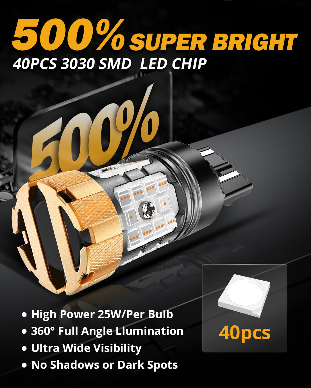 🆕T20 7443 7440 LED Brake/Tail Light Bulbs 50W 4000LM CAN-Bus Error Free Red B21-PRO Series | 2 Bulbs
