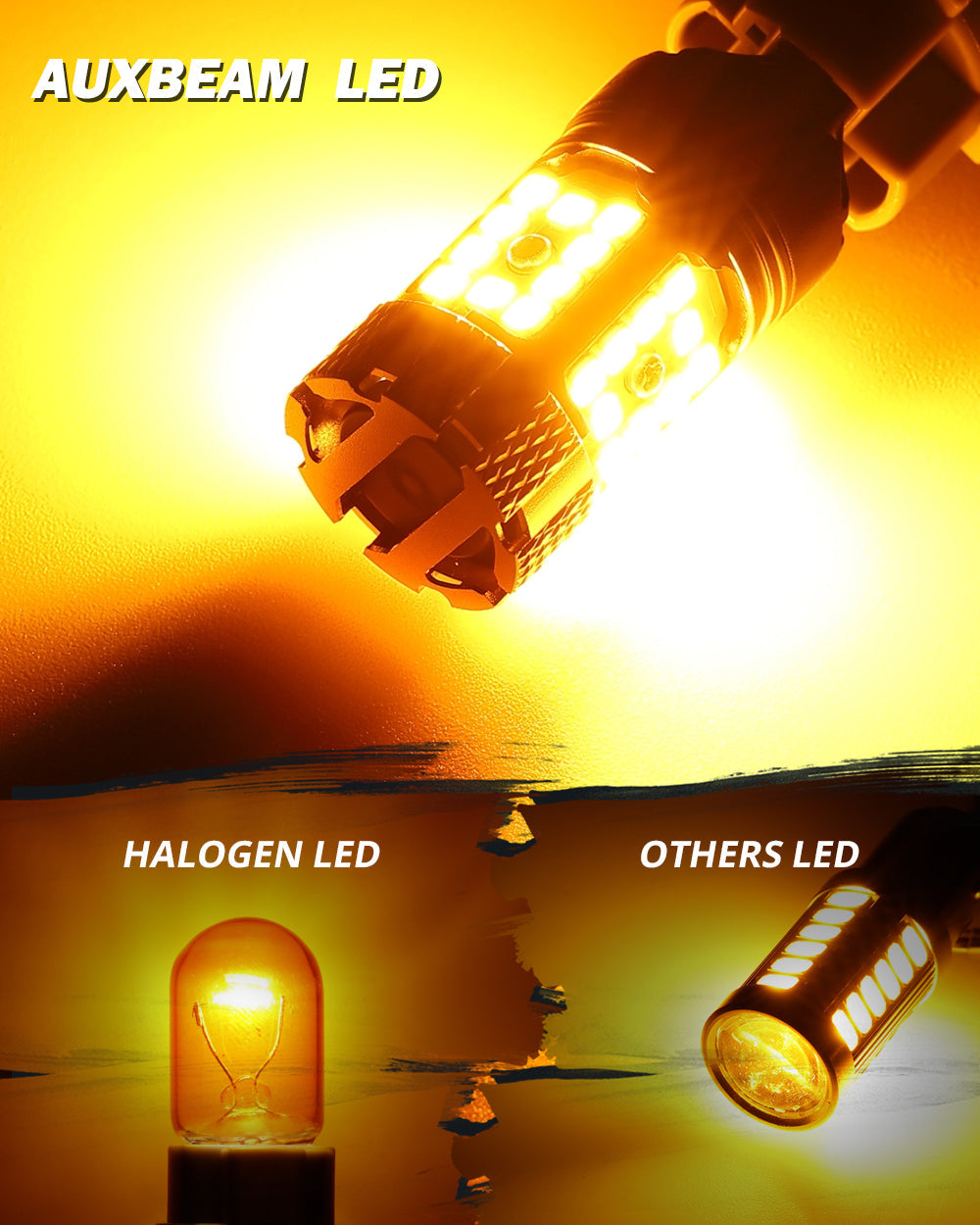 🆕7440 7440A LED Turn Signal Light Rear/Front, Side Marker Light Bulbs 50W 4000LM CAN-Bus Error Free 3000K Amber B21-PRO Series |2 Bulbs