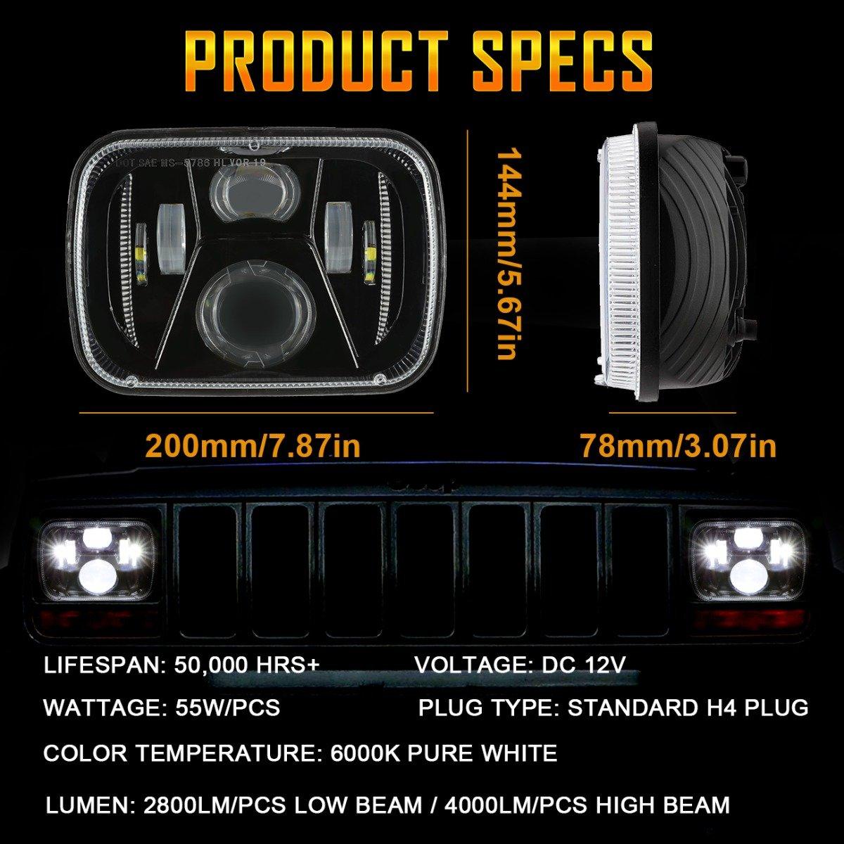 (2pcs/set) 110W 7x6 LED light Headlights for GMC