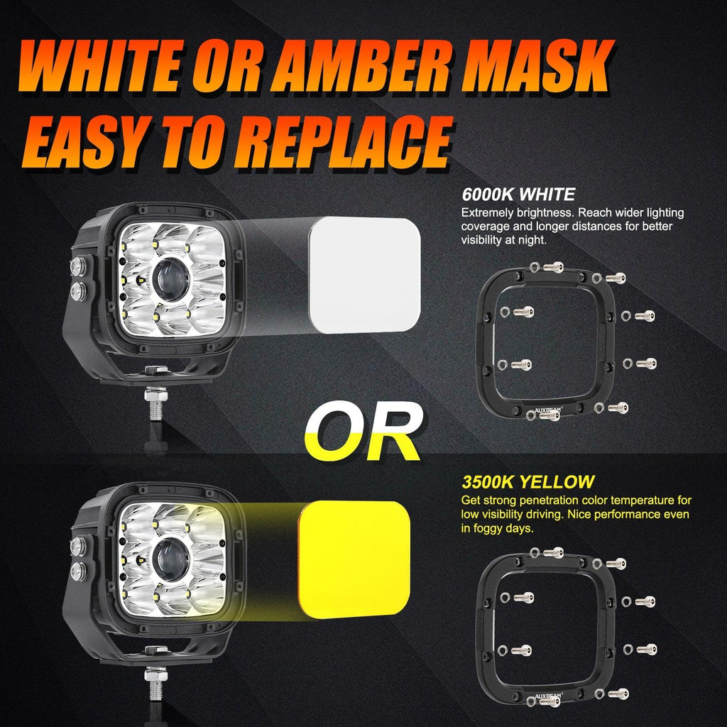 5 Inch 110W White/Amber LED Driving Lights Pods Light for ATV UTV SIDE BY SIDE 4X4