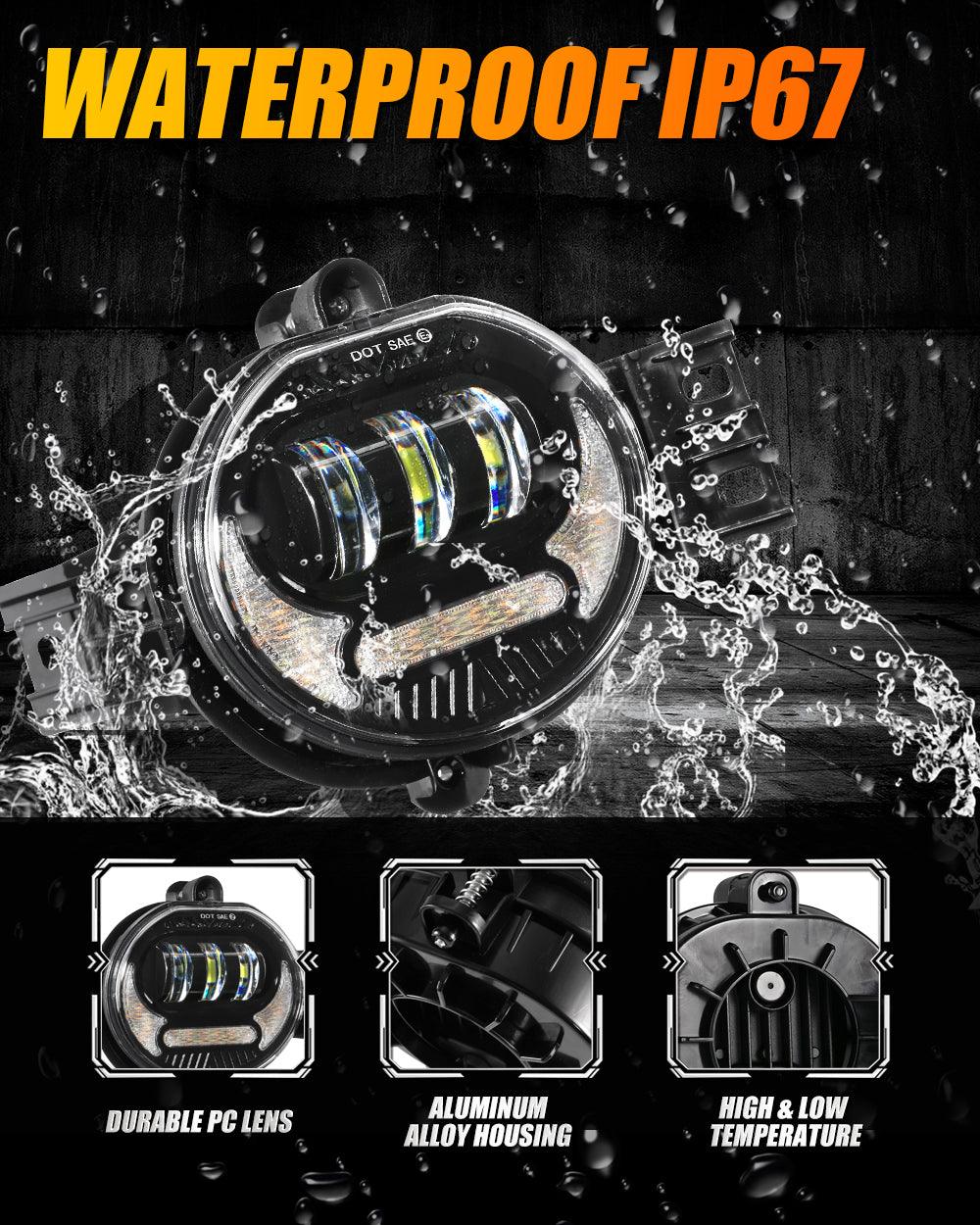 (2pcs/set) LED Fog Light Assembly w/ DRL+ Turn Signal Light for Dodge Ram 1500 2002-2008, Dodge Ram 2500/3500 2003-2009(Black)