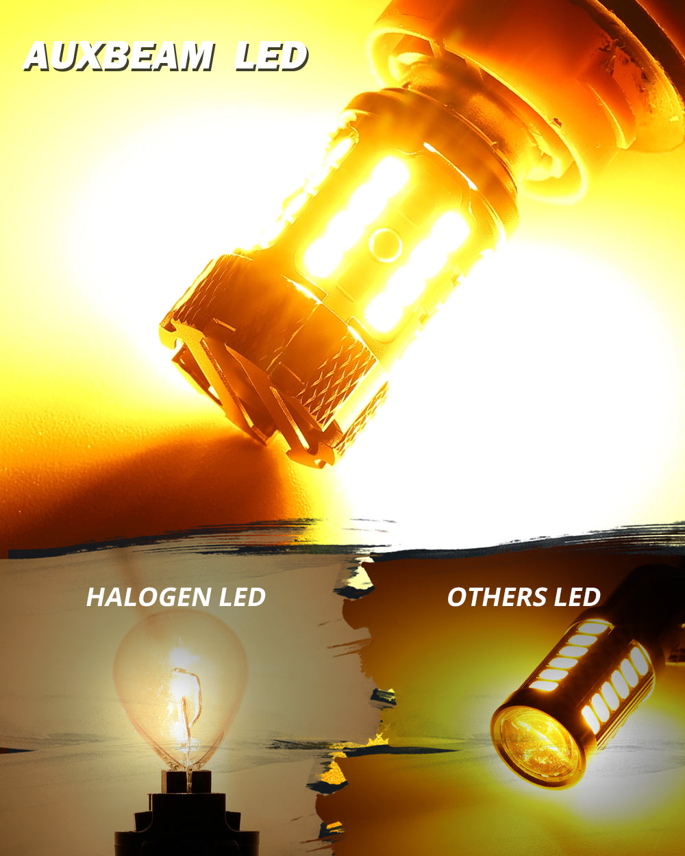 🆕1157 BAY15D LED Turn Signal Light Rear/Front, Side Maker Light Bulbs 50W 4000LMCAN-Bus Error Free 3000K Amber B21-PRO Series |2 Bulbs