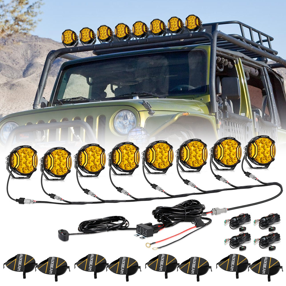 V-ULTRA Series  3/5/7 Inch LED Side Shooter Amber/White Pod Lights with Amber DRL