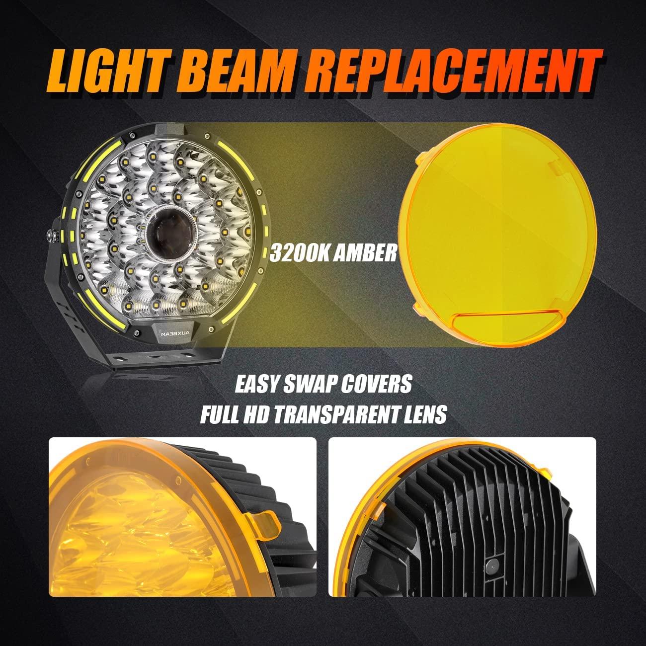 (2pcs/set) 9 Inch Round LED Driving Light Amber Cover Light Shield Cover