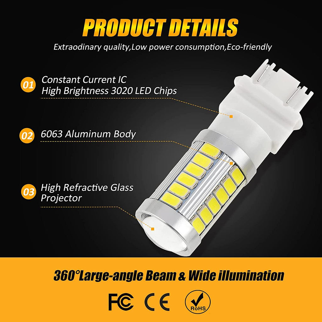 33pcs-LED 3020SMD Cool White/Amber/Red 8000LM LED Brake/Reverse/Parking/Tail/Turn signal Light
