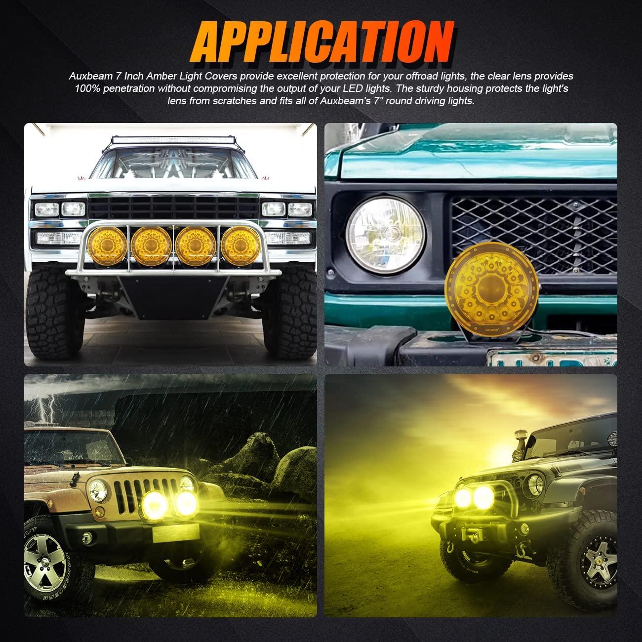 (2pcs/set) 7 Inch Round LED Driving Light Amber Cover Light Shield Cover