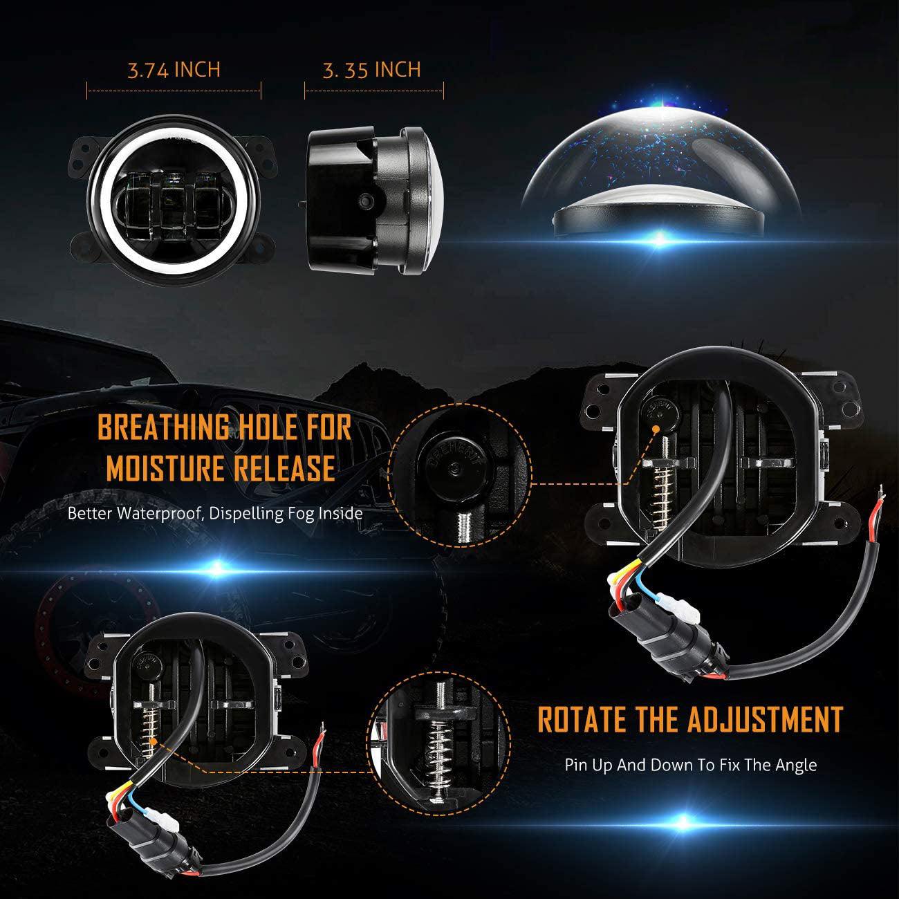 4 Inch 30w LED Fog Lights With White DRL+Amber Turn Signal For Jeep Wrangler 07-18 JK TJ LJ Front Bumper Lamp
