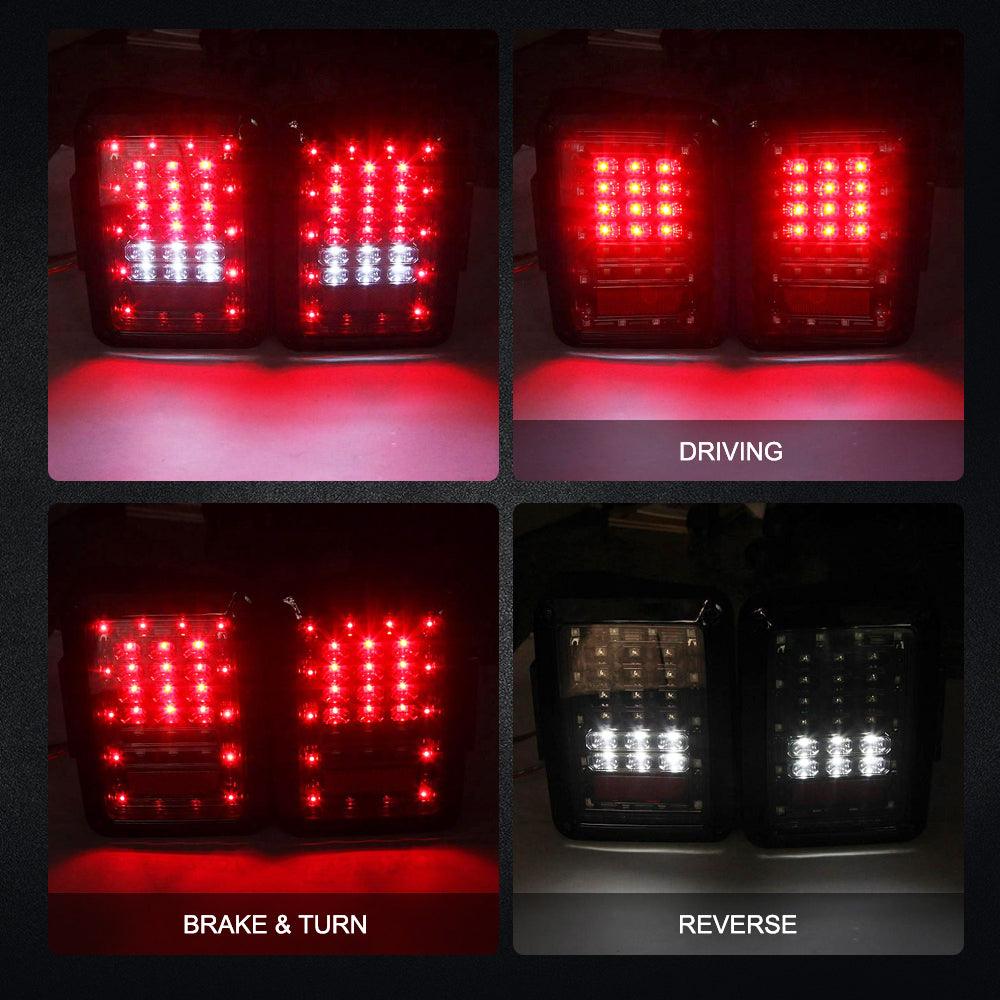 7'' LED Headlight Replacement with Halo Ring & LED Smoke Tail Light Brake Reverse Turn Signal Lamp for Jeep Wrangler JK