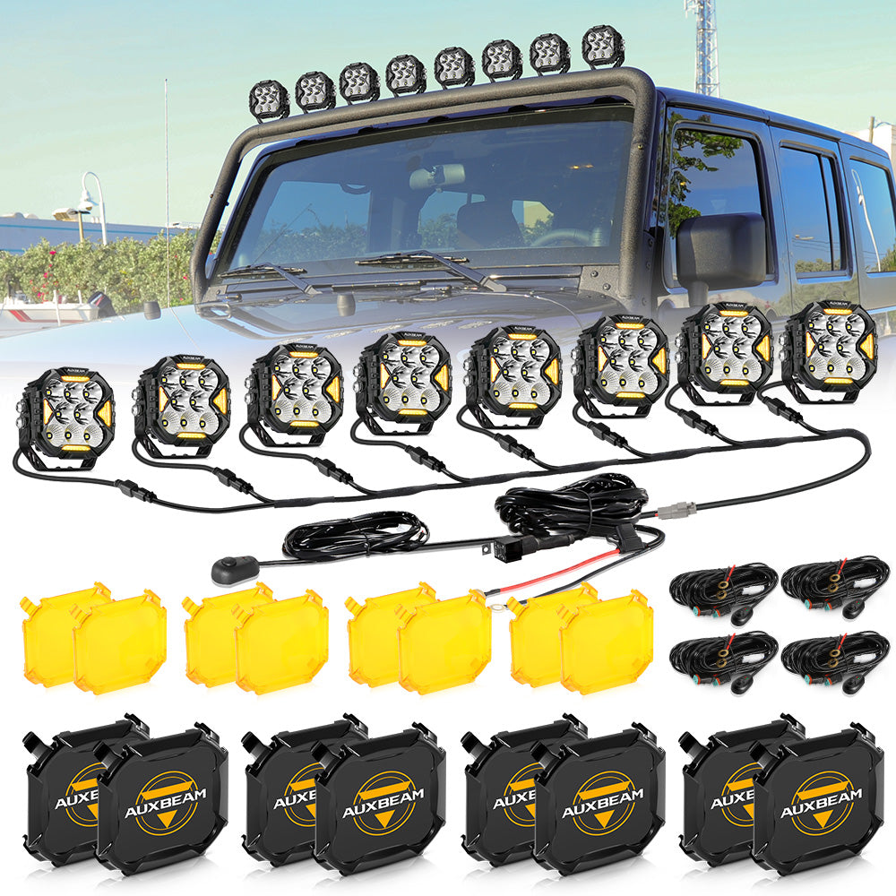 CUBE-Z Series 4 Inch LED Pod Lights Off Road Lights with White DRL & Amber Turn Signal Lights