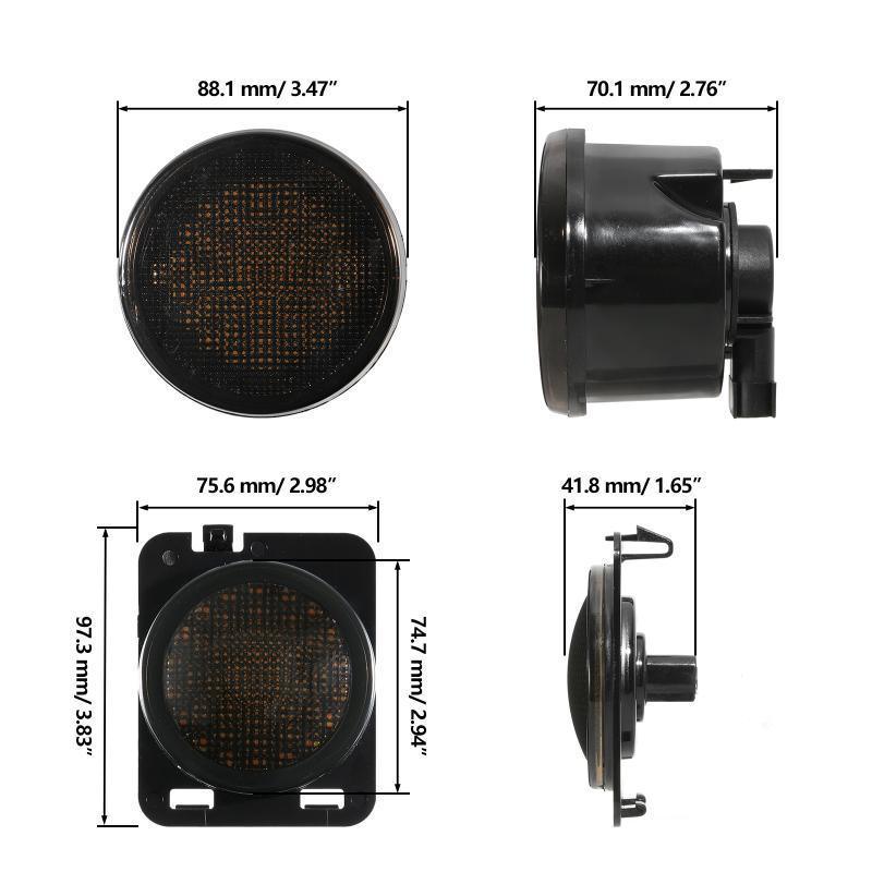 7'' LED Headlight Replacement + 4'' LED Fog Light + LED Smoke Tail Light + Front Turn Signal & Fender Flares Side Marker Light for Jeep Wrangler JK