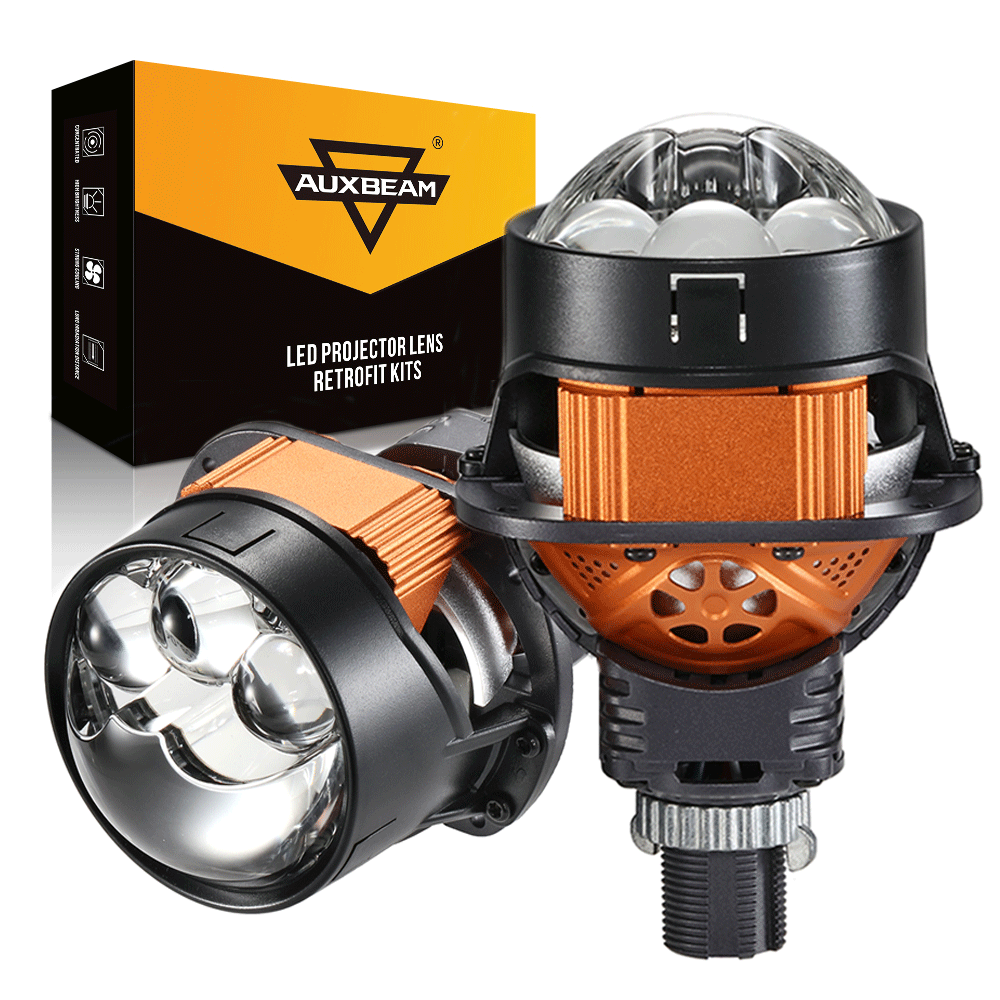 🆕2.5 Inch 100W 6000K Bi-LED Projector Headlight with 3 Direct Laser High Beam Lenses S8 Series – Non-Destructive Installation for Cars | 2pcs/Set