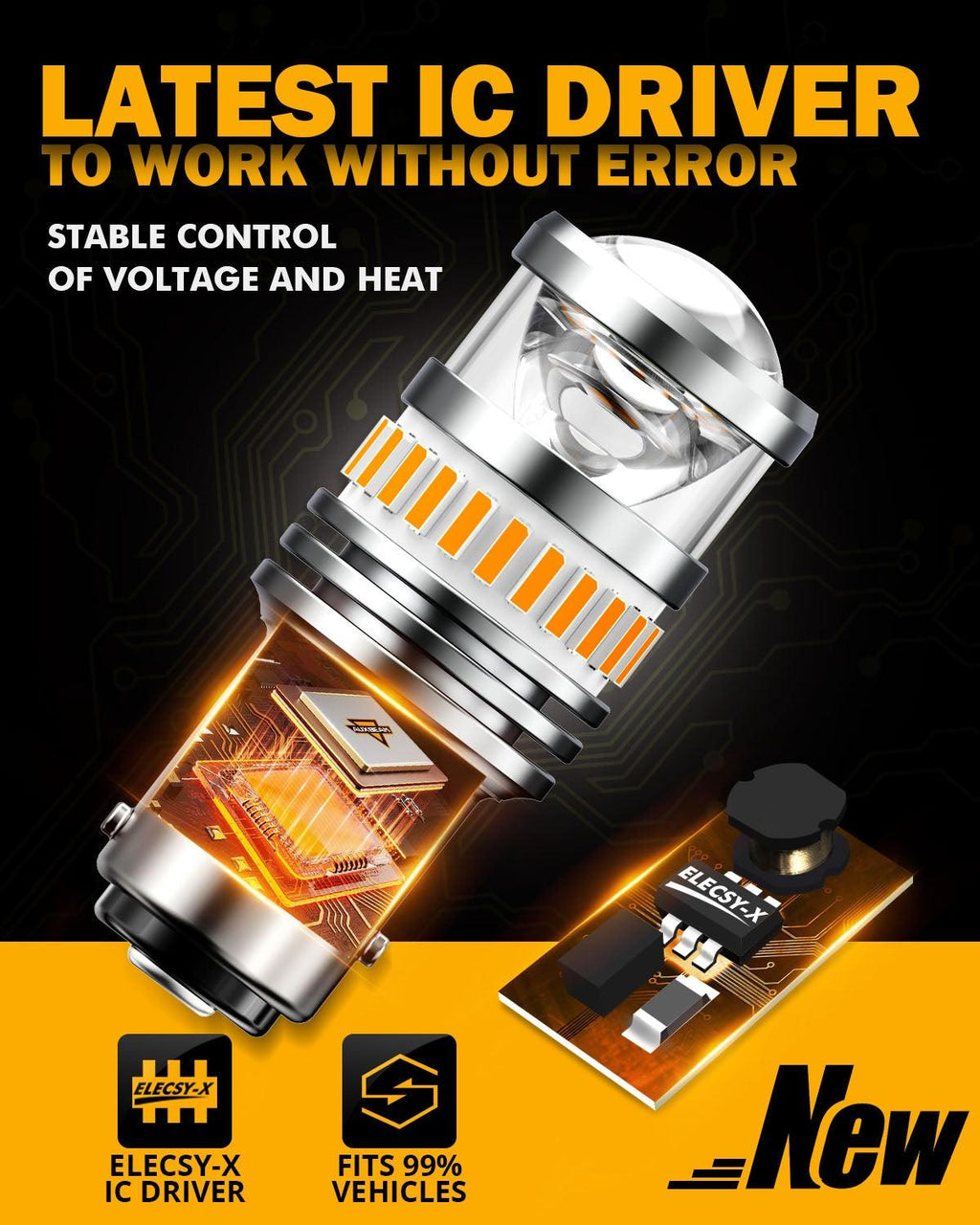 1157 BAY15D LED Turn Signal Light Rear/Front, Side Marker Light Bulbs 11W 4000LM 3500K Amber B1 Series | 2 Bulbs