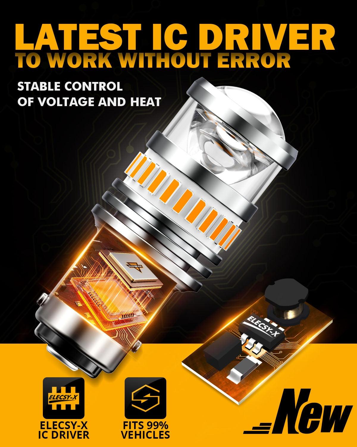 1157 BAY15D LED Turn Signal Light Rear/Front, Side Marker Light Bulbs 11W 4000LM 3500K Amber B1 Series | 2 Bulbs