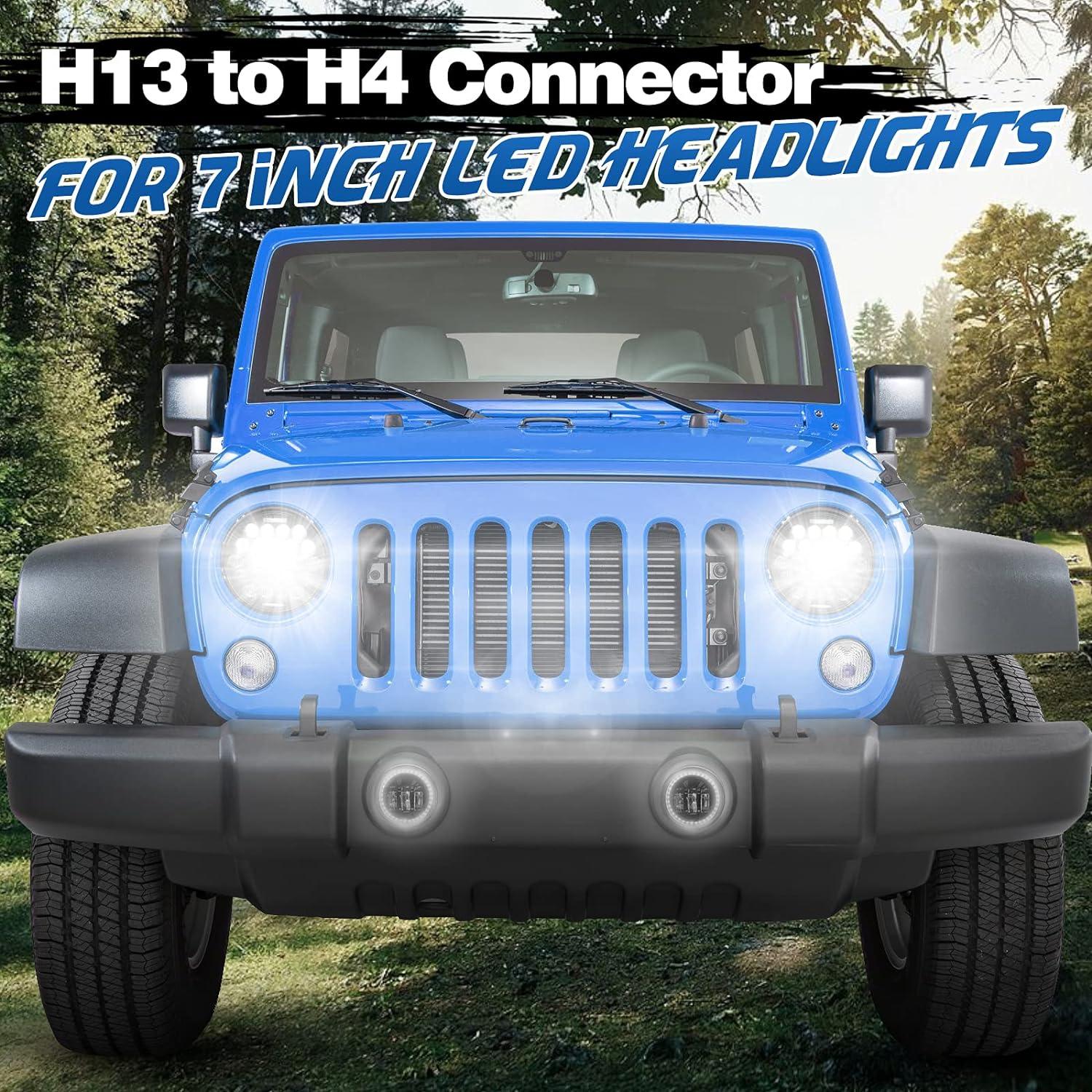 H13 Male to H4 Female Adapter Wiring Harness Connector Headlight Conversion for Headlight/Fog Light 2pcs/Set