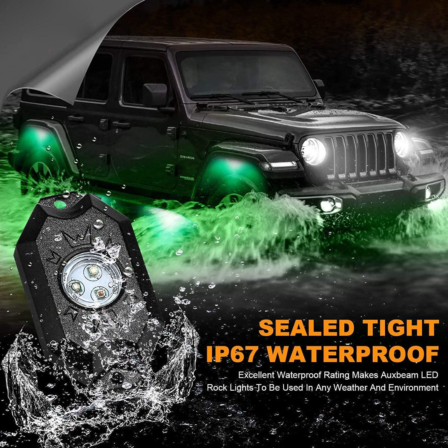 RGB LED Rock Light Set with Bluetooth Controller for GMC Sierra AT4 GMC Sierra 1500/2500/3500