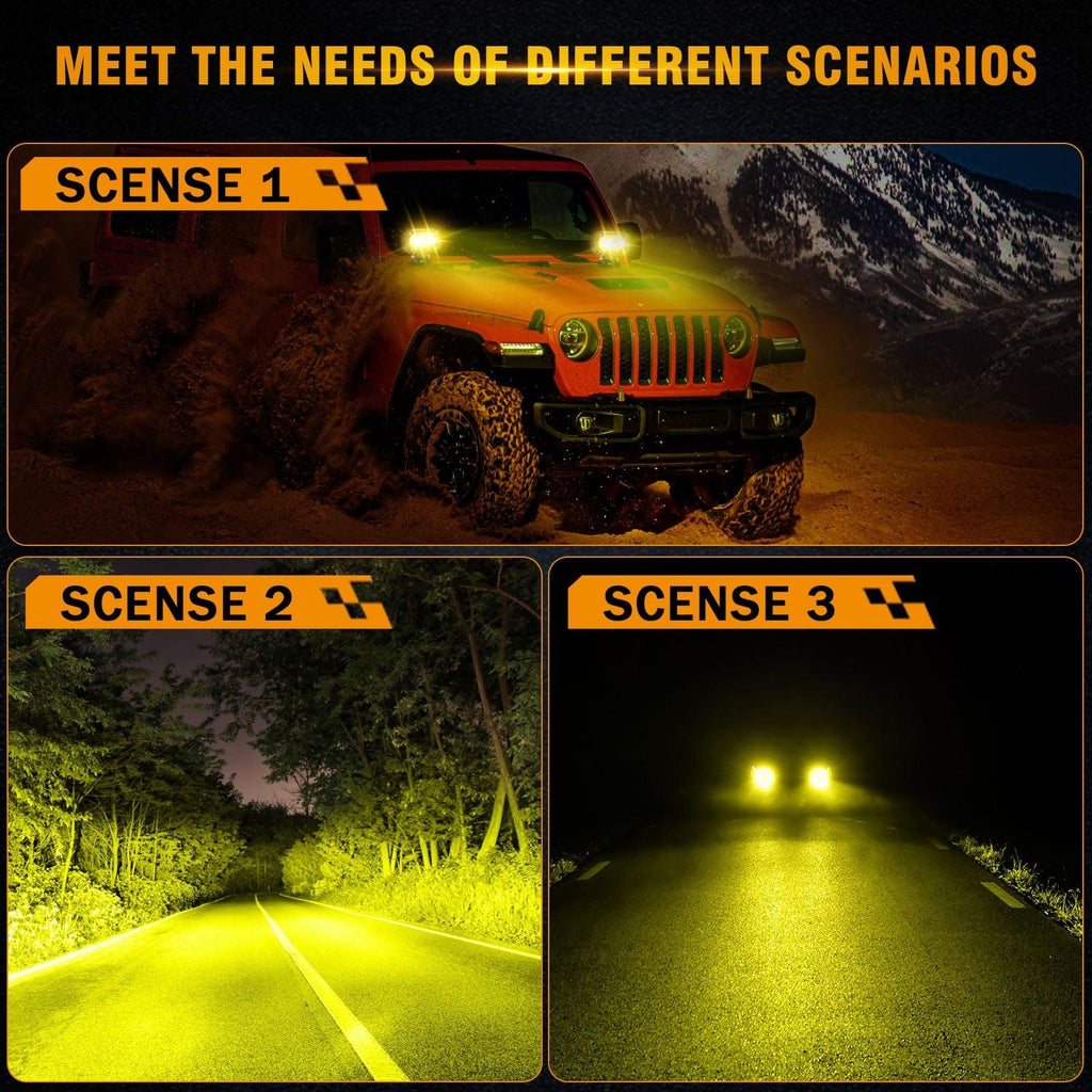 R4 Series | 4 Inch 60W LED Pods Light Flood Beam Amber Light