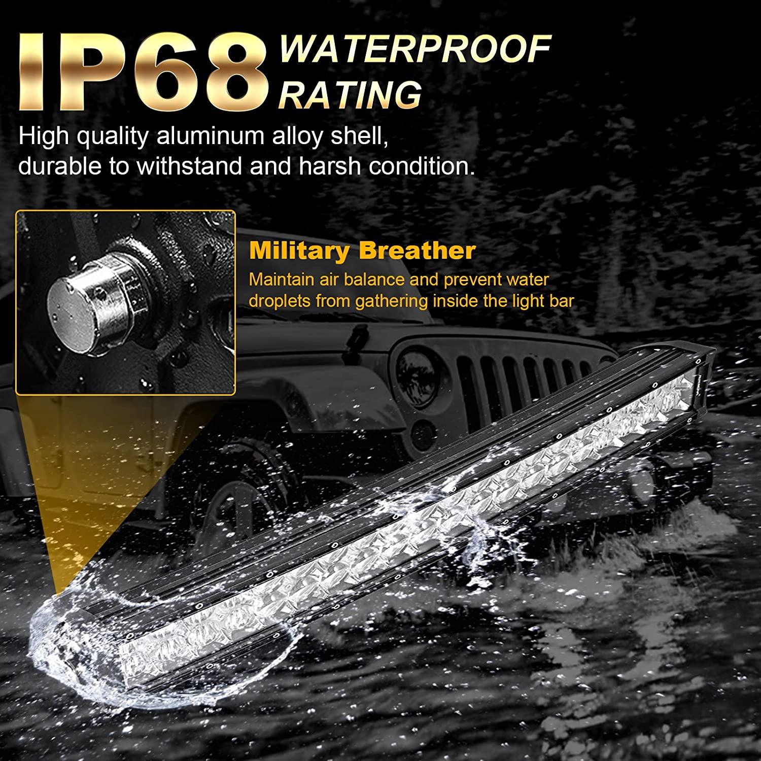 32 Inch 5D Series Straight/Curved LED Light Bar & A-pillar Light Bar Mounting Bracket Combo for RZR 900/ RZR S900/ RZR 900 XC/ RZR XP 1000/ RZR Turbo