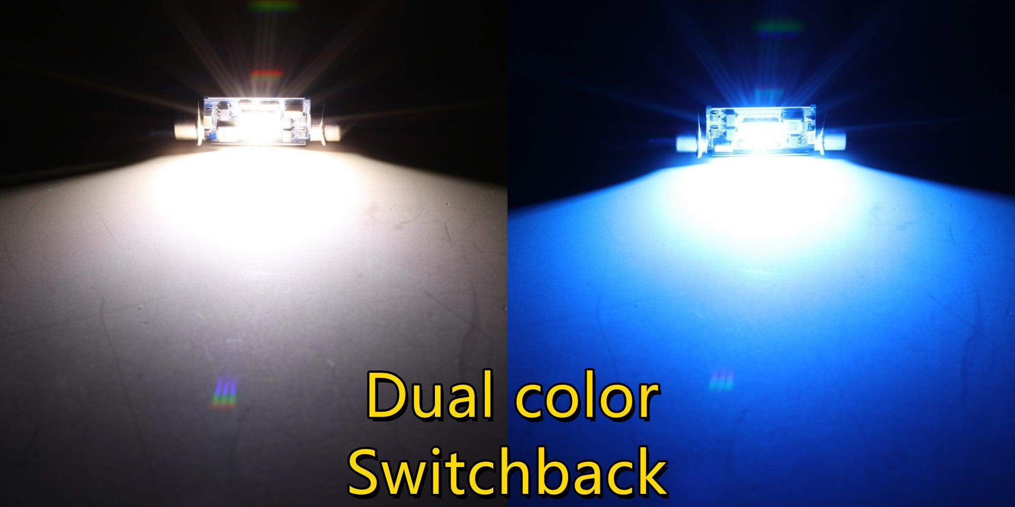 🆕(2pcs/set) Dual Color Switchback 31MM/36MM/39MM/41 42MM 1860CSP 6500K Cool White& 5000K Natural White LED Festoon Canbus For Interior Dome Map License Plate Bulbs