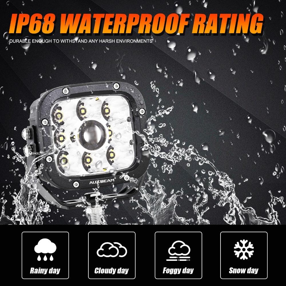5 Inch 110W White/Amber LED Driving Lights Pods Light with A-Pillar Mounting Bracket For Ford Bronco 2/4 Door 2021 2022