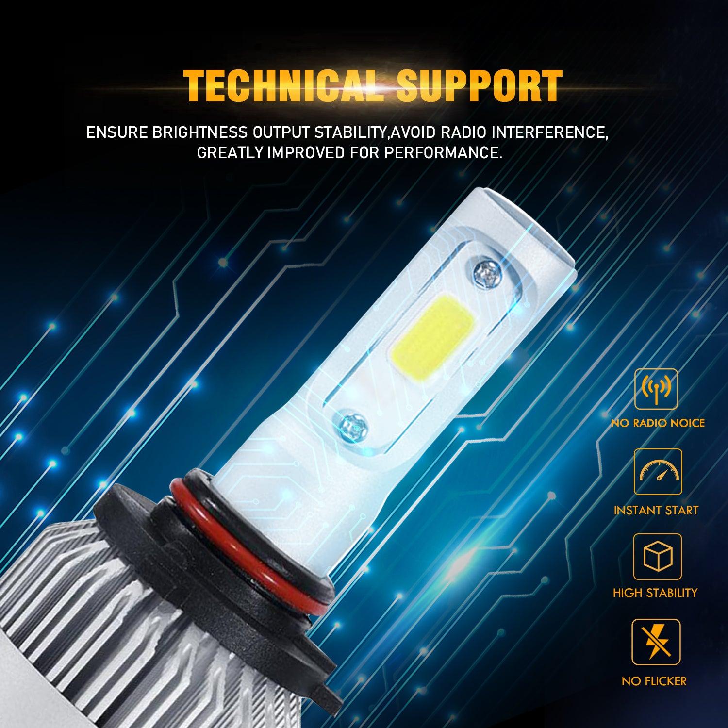 Super Brightest COB S2 Series 8000LM 72W LED Headlight Bulbs 6500K Cool White