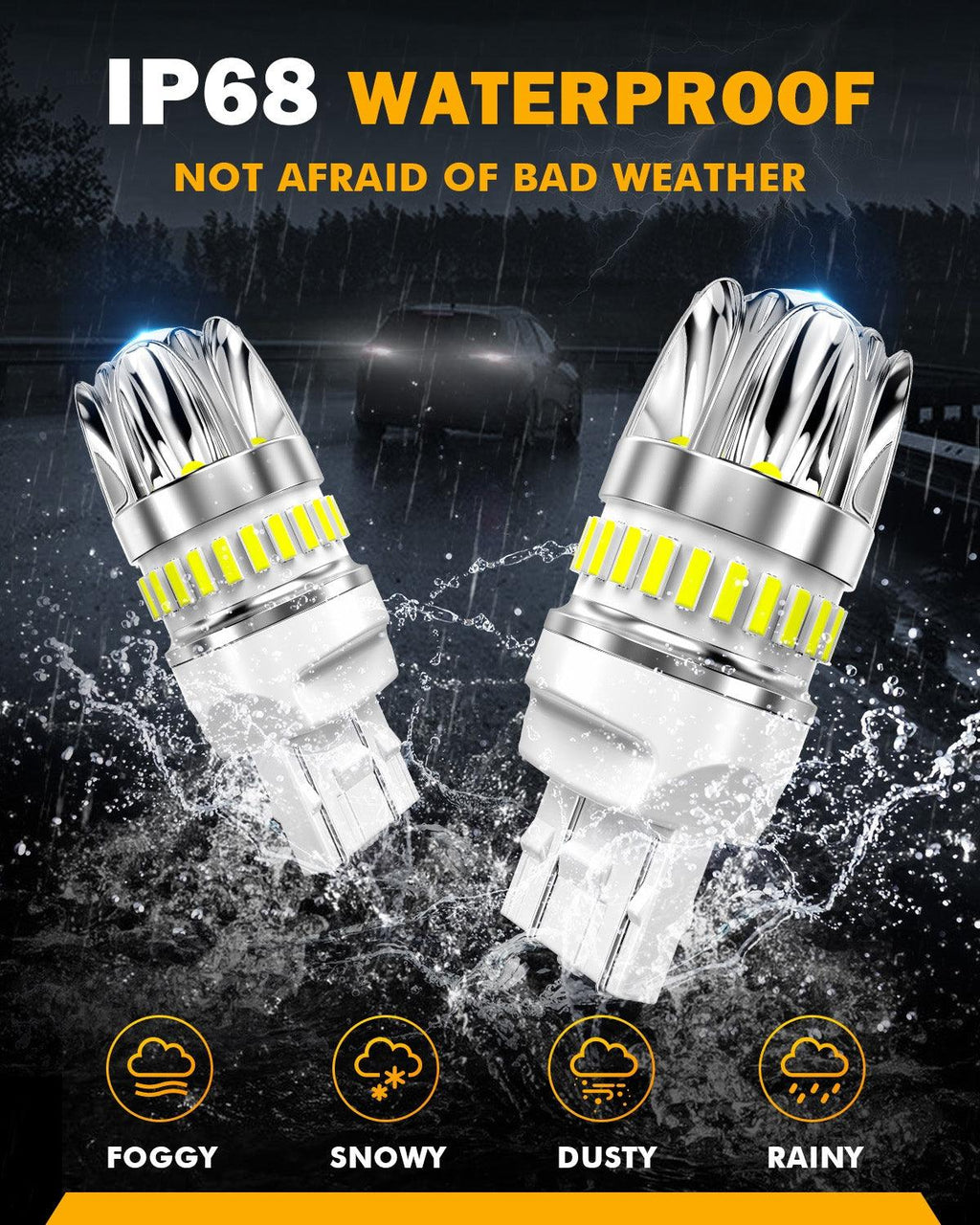 T20 7443 7440 LED Backup Reverse/Turn Signal/Brake Tail Light Bulbs 14W 6000LM CAN-Bus Error Free 6500K White Y2 Series | 2 Bulbs