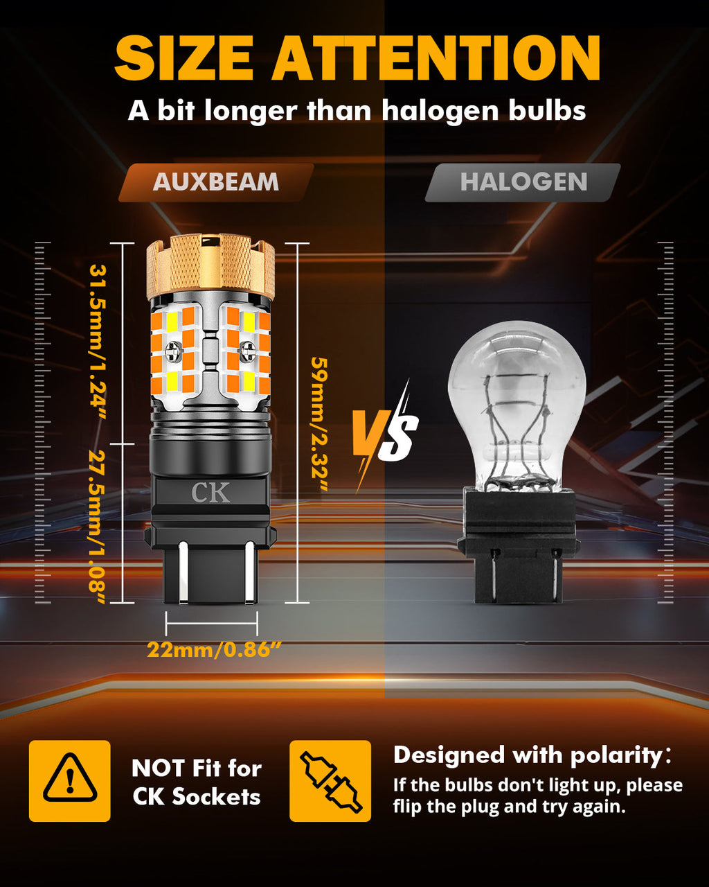 🆕 3157 US-CK LED Front Turn Signal & DRL Light Bulbs 50W 4000LM CAN-Bus Error Free Dual Color Switchback White & Amber B21-PRO Series | 2 Bulbs