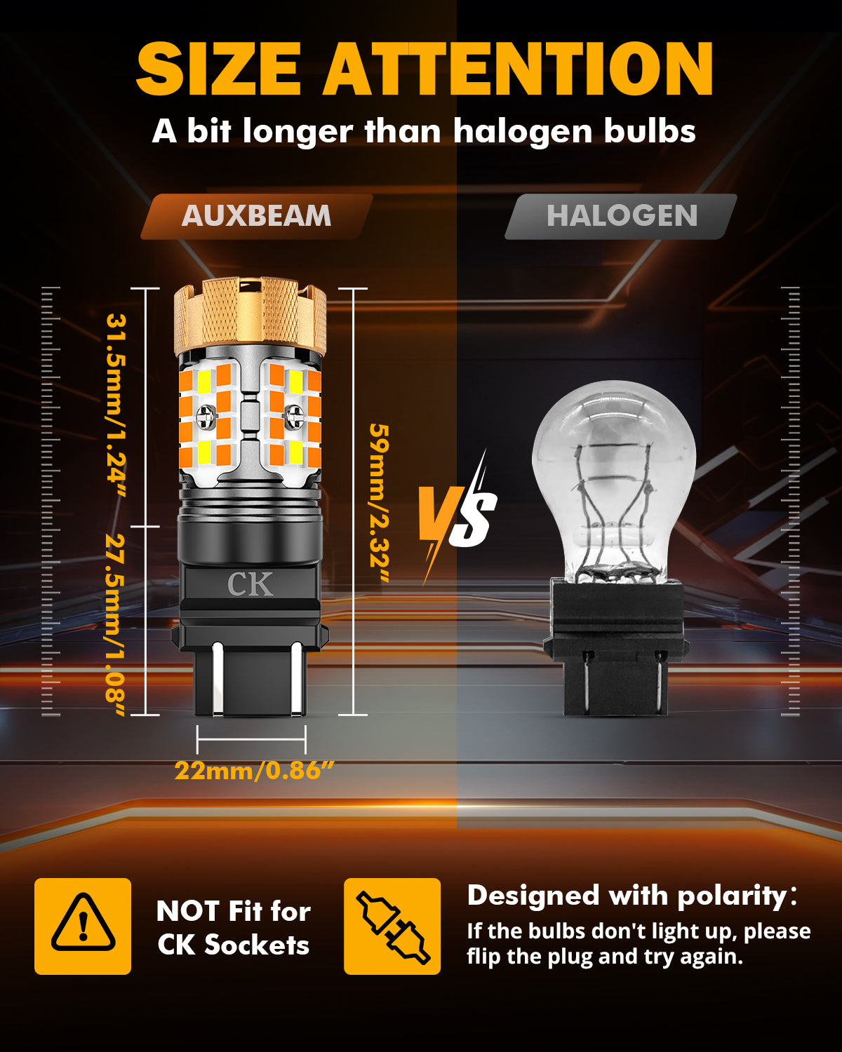 🆕 3157 US-CK LED Front Turn Signal & DRL Light Bulbs 50W 4000LM CAN-Bus Error Free Dual Color Switchback White & Amber B21-PRO Series | 2 Bulbs