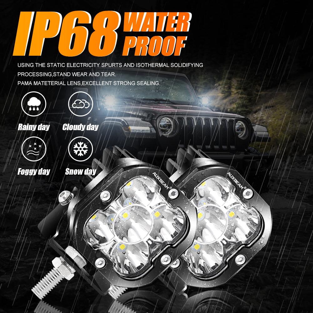 3 Inch 80W 9600LM LED Pods Lights White&Amber for CHEVROLET