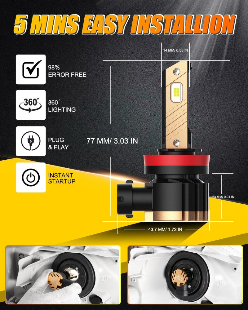 H11 H9 H8 H16JP LED FOG Light/DRL Bulbs 44W 8000LM 6500K Cool White Z3 Series | 2 Bulbs