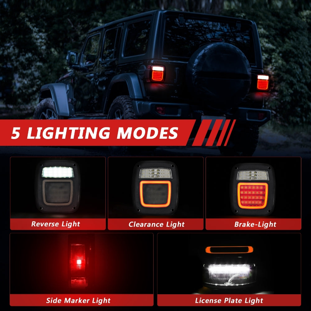 (2pcs/set) Universal Tail Lights 83LEDs for Jeep Wrangler YJ TJ CJ Truck Trailer Boat (Smoked)