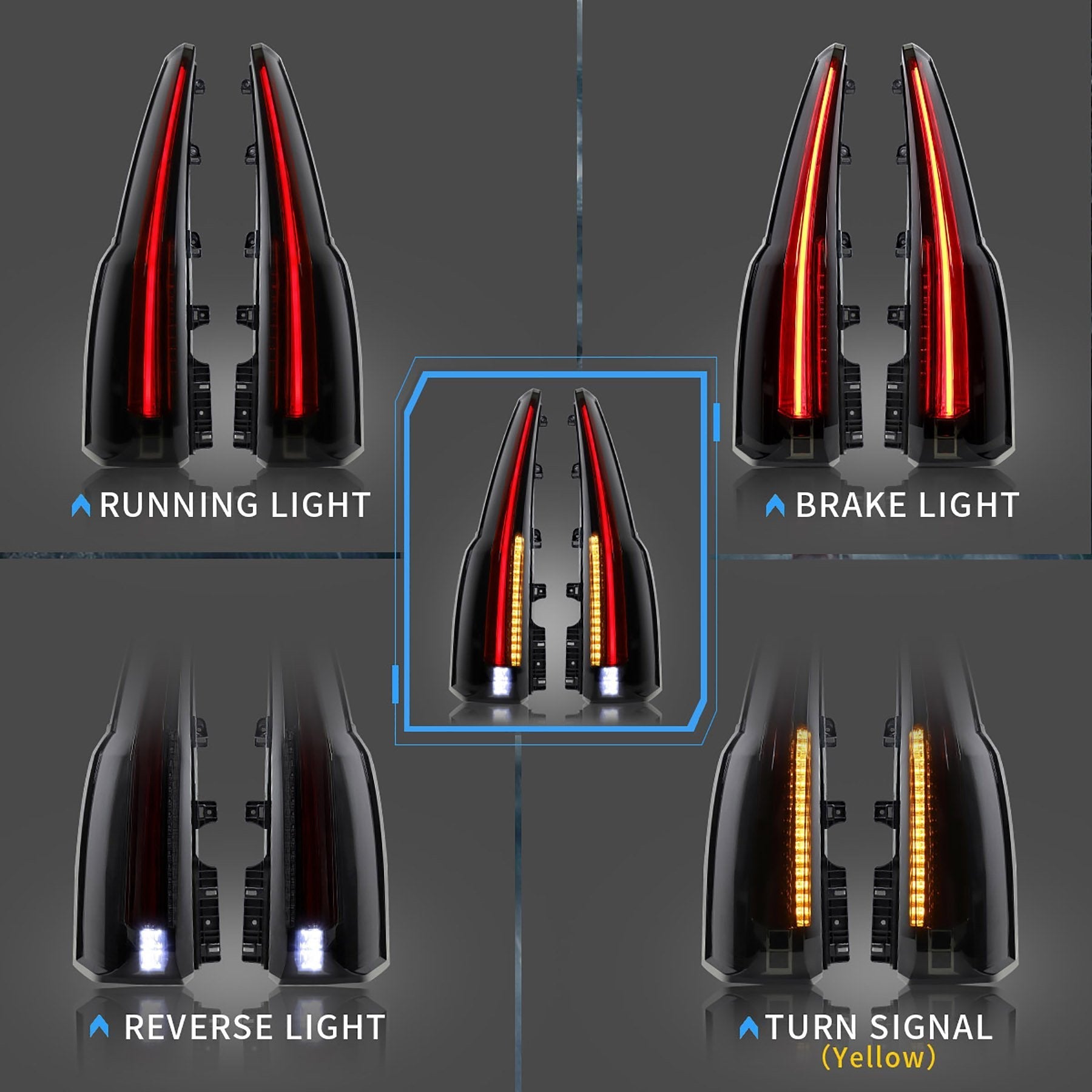 LED Tail Light Assembly with Upgrade LED Kit For 2015-2020（4th Gen) GMC Yukon