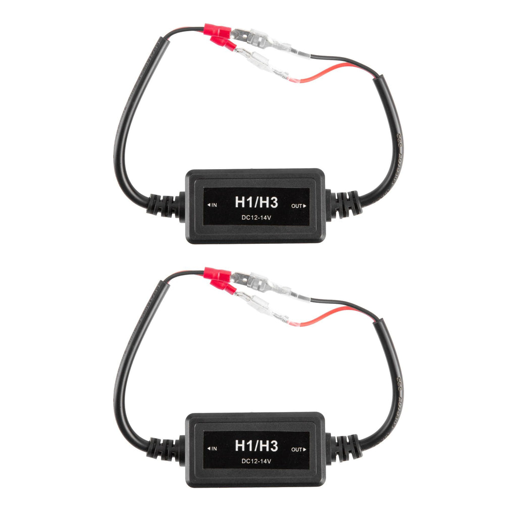 H1/H3 C10-Model Enhanced LED Headlight Bulbs Canbus Decoder Anti-flicker Hyper Flash No Warning Harness Resistor Conversion Kit 2pcs/set
