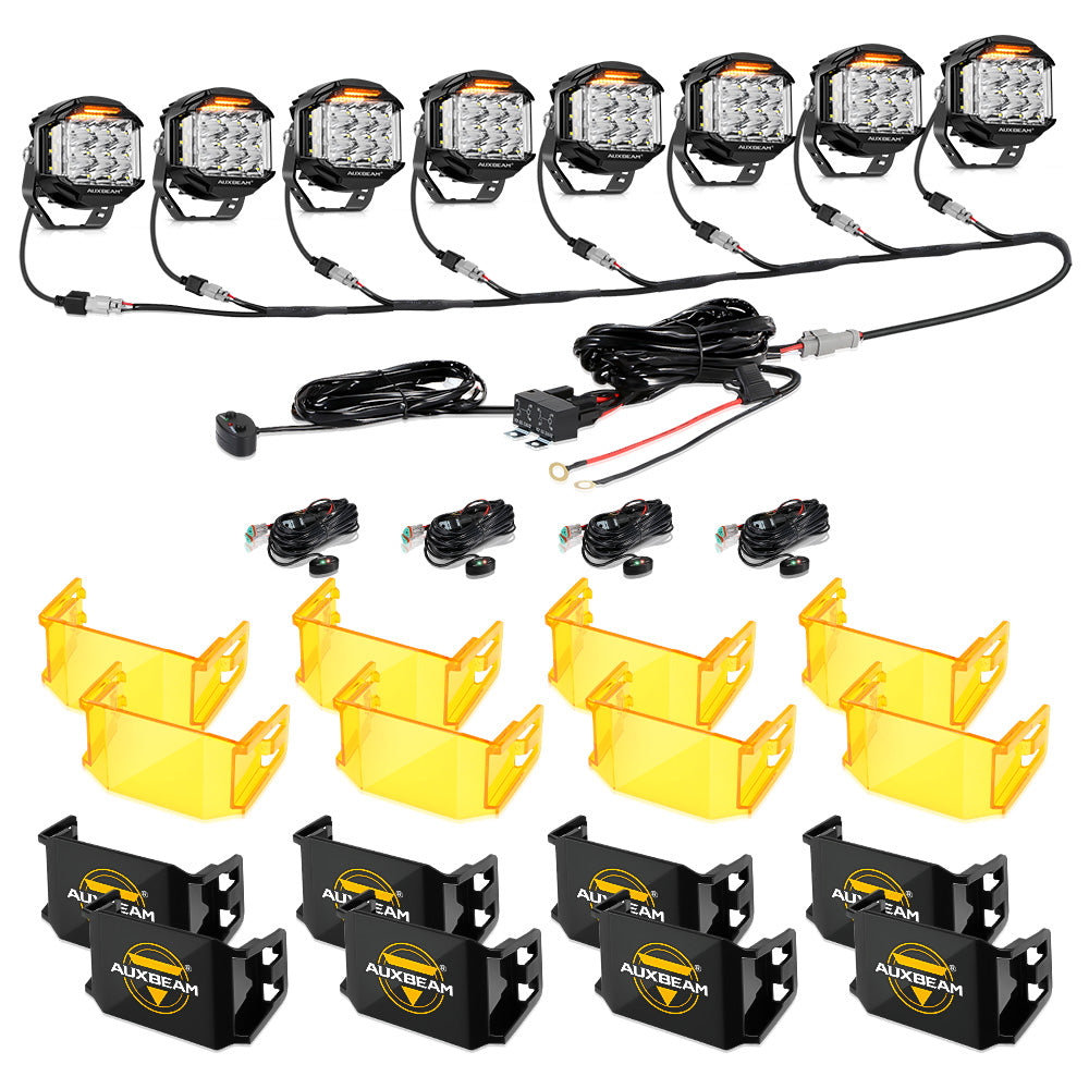 V-MAX Series | 5 Inch 168W 16440LM Spot Beam Side Shooter LED Round Pod Lights with Amber DRL