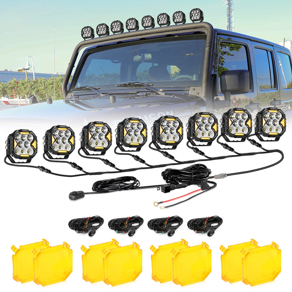 CUBE-Z Series 4 Inch LED Pod Lights Off Road Lights with White DRL & Amber Turn Signal Lights