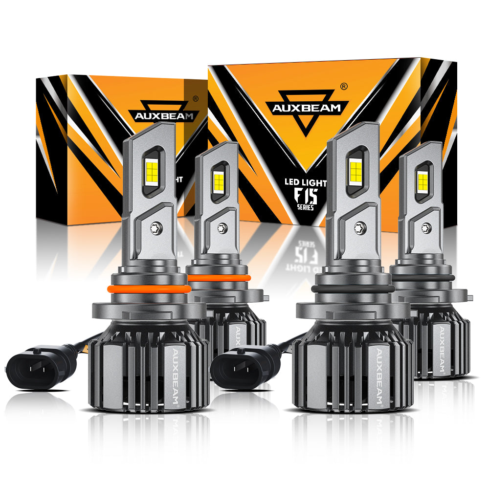 9005+9006 LED Headlight Bulbs 90W 20000LM F15 Series 20% Smaller Size 6500K Cool White | 4 Bulbs