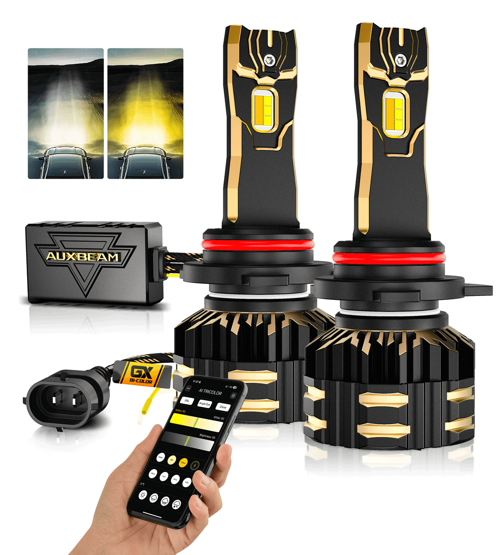 🆕9012/HIR2 LED Headlight Bulbs 110W 25000LM GX Bi-Color Smart Series, with App Control Via Bluetooth & Dual Color Switchback | 2 Bulbs