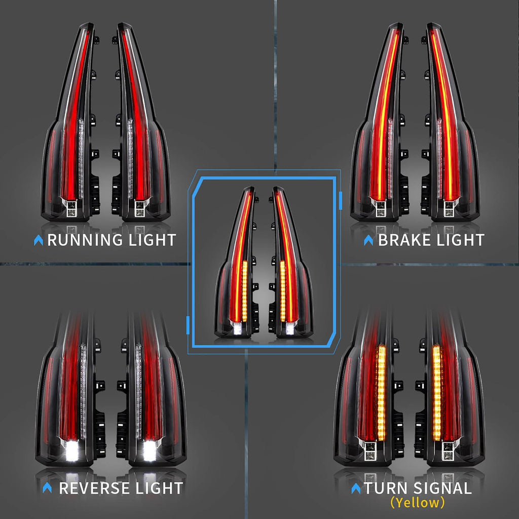 LED Tail Light Assembly with Upgrade LED Kit For 2015-2020（4th Gen) GMC Yukon