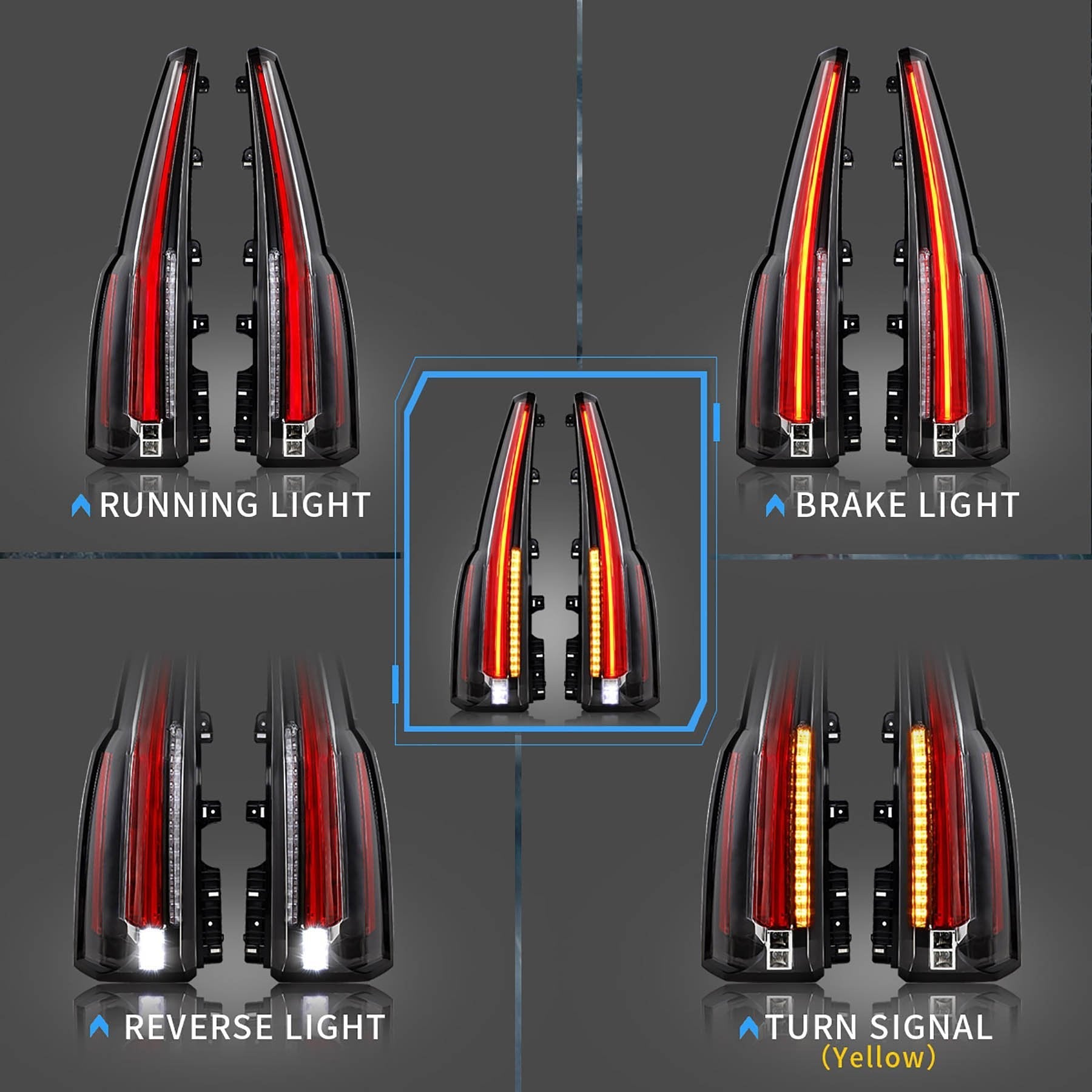 LED Tail Light Assembly with Upgrade LED Kit For 2015-2020（4th Gen) GMC Yukon