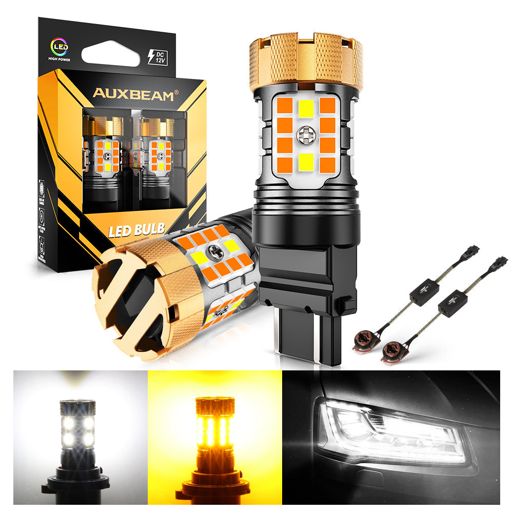 🆕 T25 3157D LED Front Turn Signal & DRL Light Bulbs 50W 4000LM CAN-Bus Error Free Dual Color Switchback White & Amber B21-PRO Series | 2 Bulbs