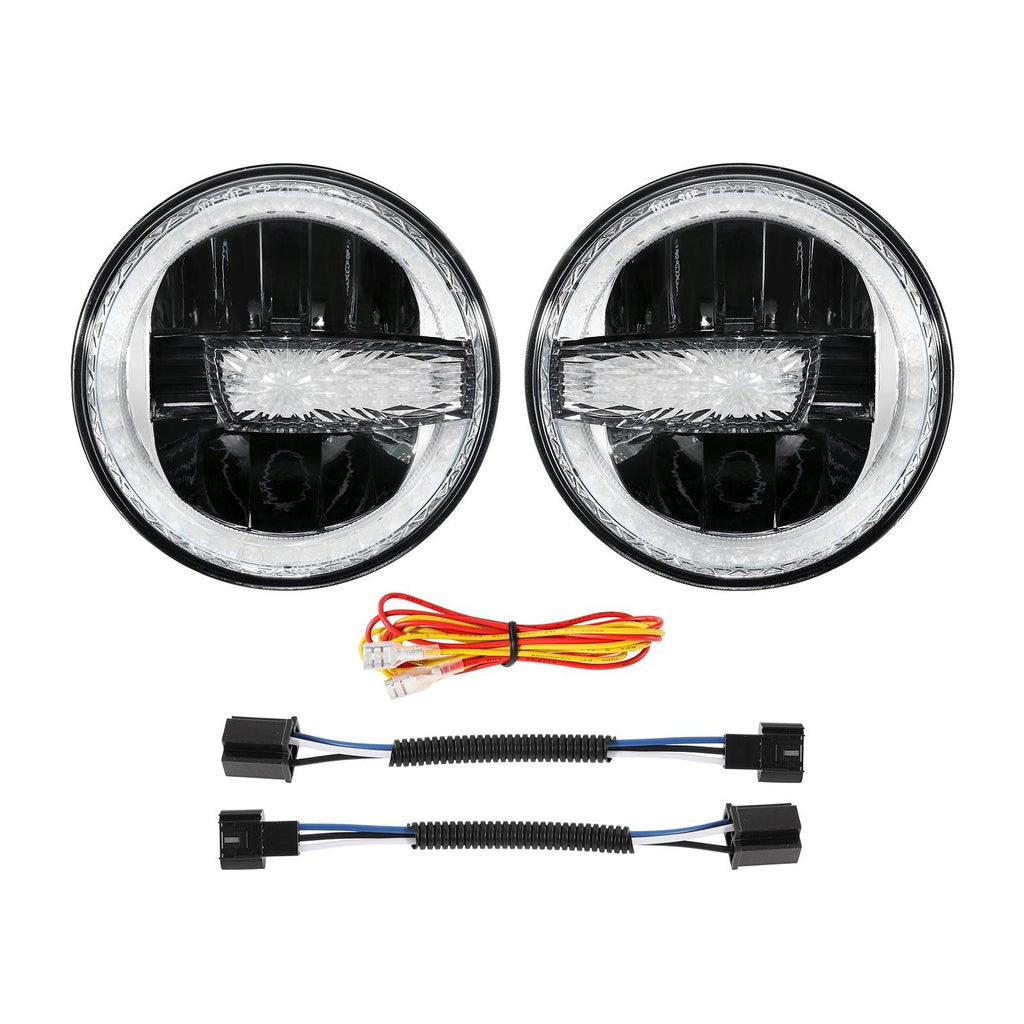 (2pcs/set) 7 Inch 90W DOT Approved LED Headlights with Halo Ring DRL & High Low Beam for Jeep Wrangler JK TJ LJ CJ