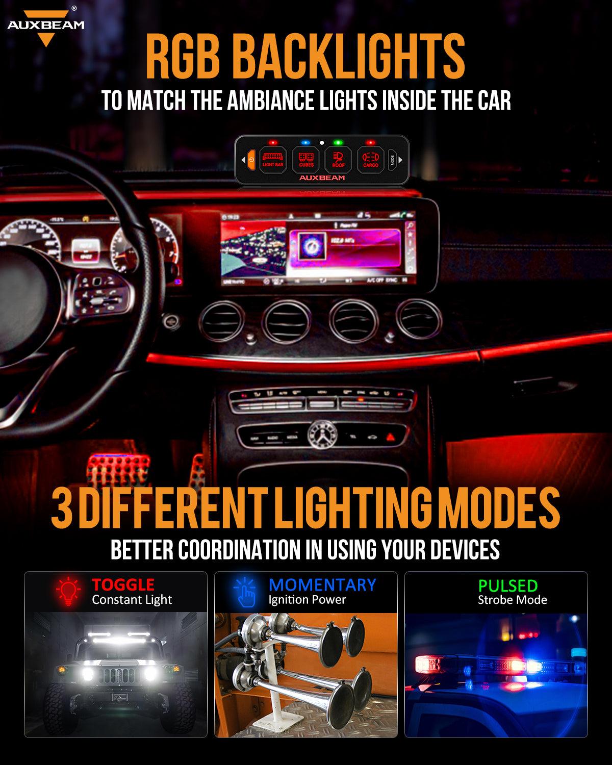 AS Series 4 Gang (AS-R40) RGB Slim Switch Panel, Toggle/ Momentary/ Pulsed Mode Supported(One-Sided Outlet)