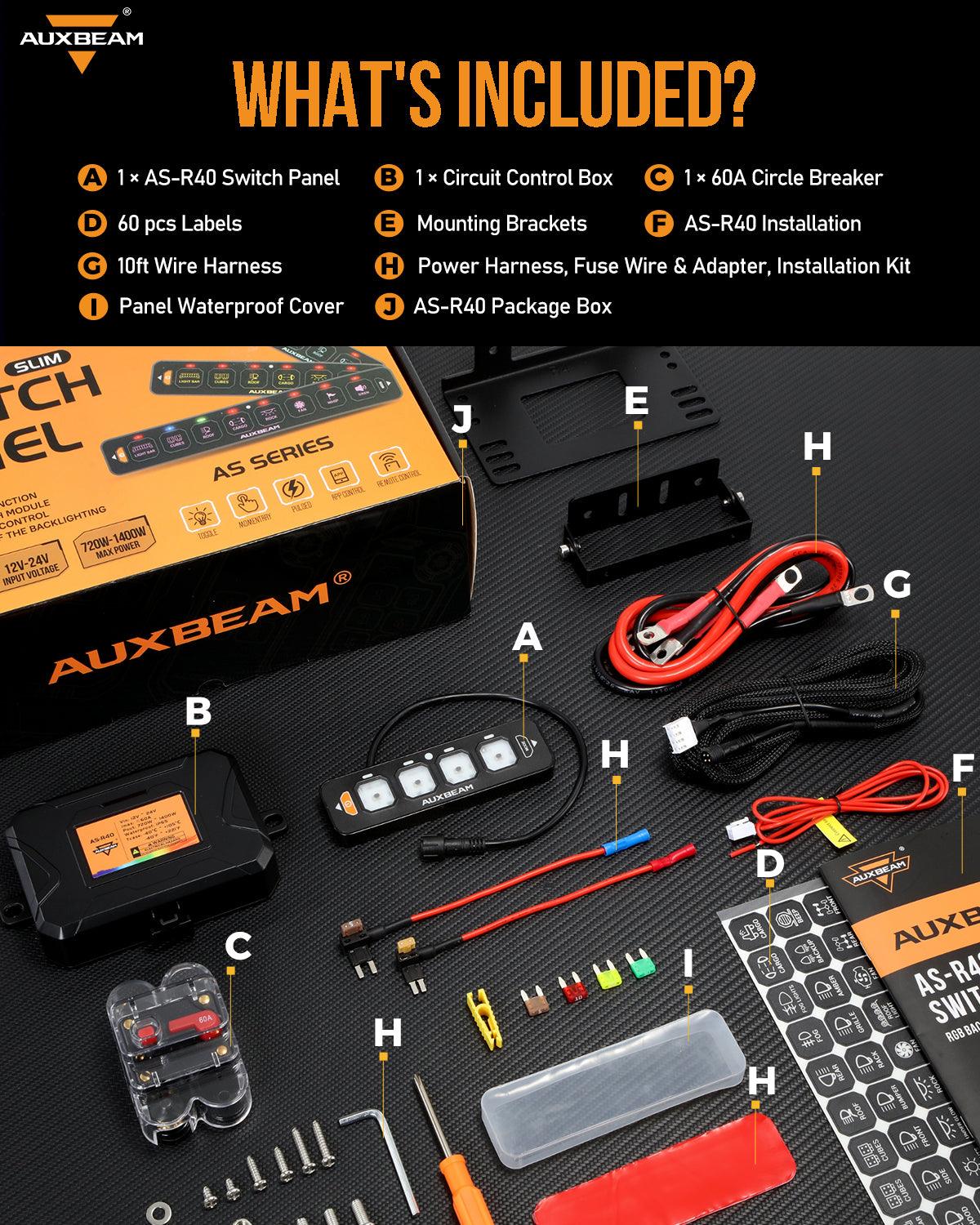 AS Series 4 Gang (AS-R40) RGB Slim Switch Panel, Toggle/ Momentary/ Pulsed Mode Supported(One-Sided Outlet)